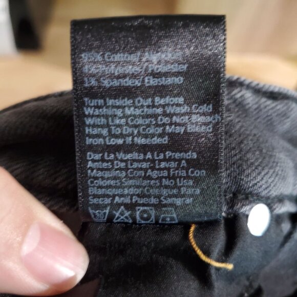 Risen Jeans Womens Size 27 Black High Rise Distressed Raw Hem Button Fly Stretch - Picture 6 of 12